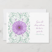 Paarse Gerber Daisy Mint Floral Wedding Uitnodigin Kaart (Achterkant)