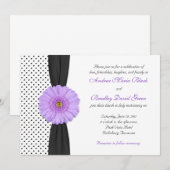 Paarse Gerber Daisy Polka Dot Wedding Uitnodiging (Voorkant / Achterkant)