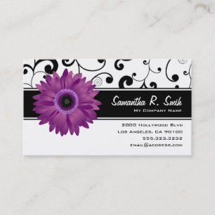 Paarse Gerbera Daisy Black & White Scroll Visitekaartje