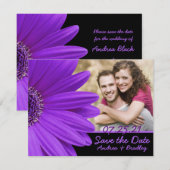 Paarse Gerbera Daisy Flower Photo Wedding Save The Date (Voorkant / Achterkant)