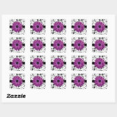 Paarse Gerbera Daisy met Black Scroll Design Seal Vierkante Sticker (Vel)