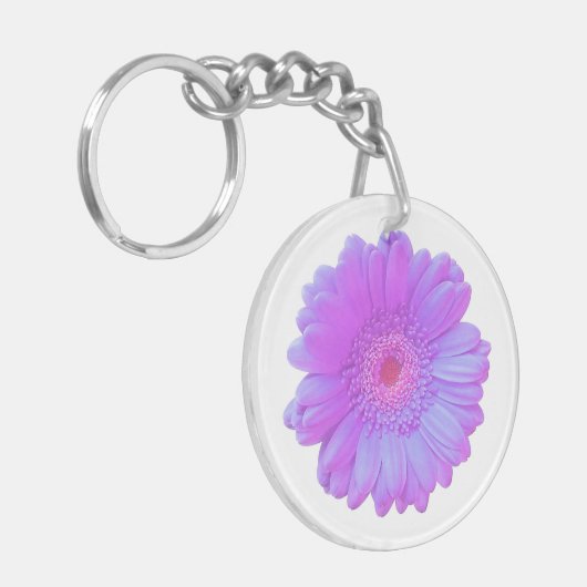 Paarse gerbera daisy sleutelhanger (Voorkant Links)