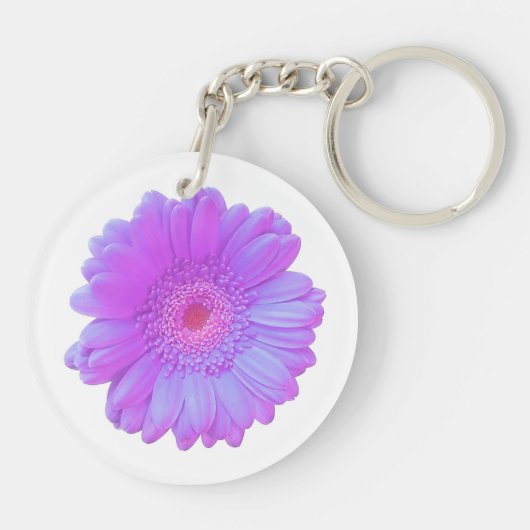 Paarse gerbera daisy sleutelhanger (Achterkant)