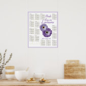 Paarse Gerbera Daisy Wedding Guest Seating Chart Poster (Keuken)
