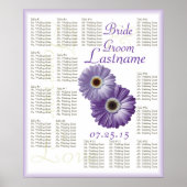 Paarse Gerbera Daisy Wedding Guest Seating Chart Poster (Voorkant)