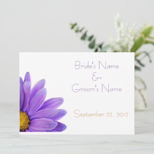 Paarse Gerbera Daisy Wedding-kaart Kaart (Staand voorkant)