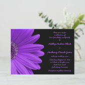 Paarse Gerbera Wedding Novititie Paars en zwart Kaart (Staand voorkant)