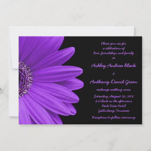 Paarse Gerbera Wedding Novititie Paars en zwart Kaart