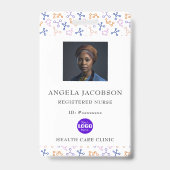 Paarse geregistreerde verpleegster QR Logo Badge (Front)