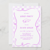 Paarse geruit Squiggle Lijst Afstuderen Kaart (Voorkant)