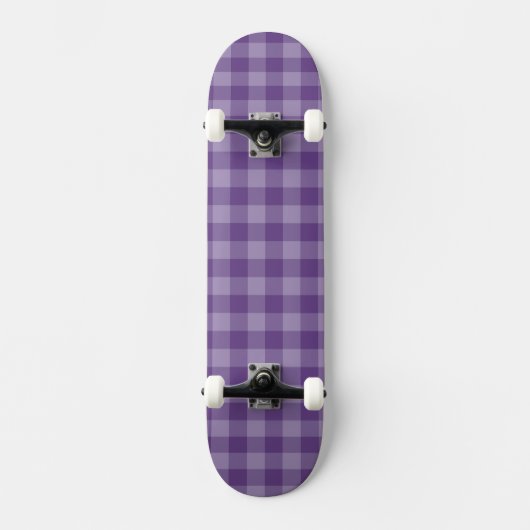 Paarse geruite achtergrond persoonlijk skateboard (Voorkant)