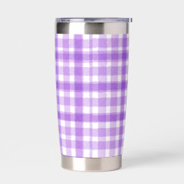 Paarse geruite geïsoleerde droogtrommel Drinkbeker