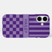Paarse Geruite Gestreepte Gepersonaliseerde Case-Mate iPhone Case (Achterkant (horizontaal))