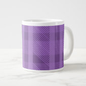 Paarse geruite gestreepte patroon monogram grote koffiekop (Voorkant rechts)