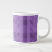 Paarse geruite gestreepte patroon monogram grote koffiekop (Rechts)