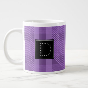 Paarse geruite gestreepte patroon monogram grote koffiekop