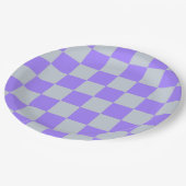 Paarse geruite ginghpatroon papieren bordje (Gekanteld)