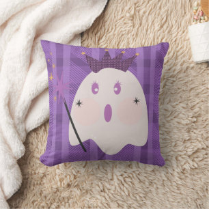 Paarse geruite Halloween kussenhoes Geest Princess Kussen