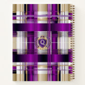 Paarse geruite monogram spiral notebook notitieboek (Achterkant)