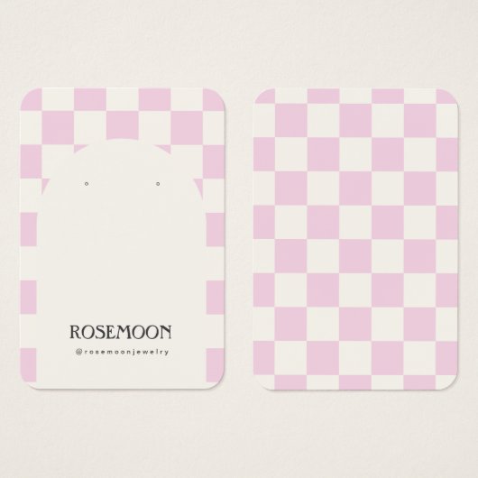 Paarse Geruite Oorbel Display Kaart (Voorkant /achterkant)