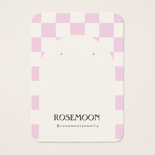 Paarse Geruite Oorbel Display Kaart (Voorkant)