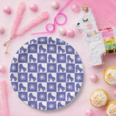 Paarse geruite roller Schaats Papieren Bordje (Feest)