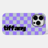 Paarse geruite telefoonhoes Case-Mate iPhone case (Achterkant (horizontaal))