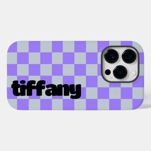 Paarse geruite telefoonhoes Case-Mate iPhone case (Achterkant (horizontaal))