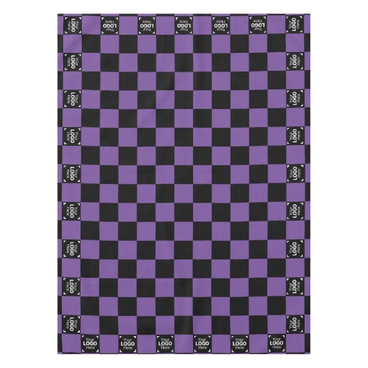 Paarse geruite zakelijke Logo werkgebeurtenis / fe Tafelkleed (Voorkant)