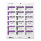Paarse geschermde Damask Persoonlijke Adresetikett Etiket (Full Sheet)