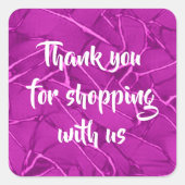 Paarse gescheurde patroonhandel vierkante sticker (Voorkant)