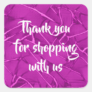 Paarse gescheurde patroonhandel vierkante sticker