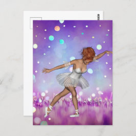 Paarse geschilderde Bokeh-achtergrond & Ballerina Briefkaart