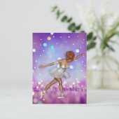 Paarse geschilderde Bokeh-achtergrond & Ballerina Briefkaart (Staand voorkant)