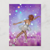 Paarse geschilderde Bokeh-achtergrond & Ballerina Briefkaart (Voorkant)