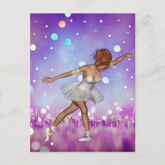 Paarse geschilderde Bokeh-achtergrond & Ballerina Briefkaart (Voorkant)