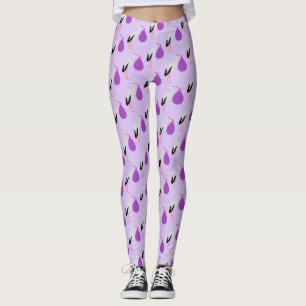 Paarse geslachtsneutrale baby Ooievaar Patronen Leggings