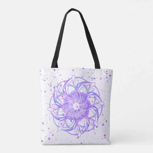 Paarse gespikkelde Mandala Tote Bag (Achterkant)