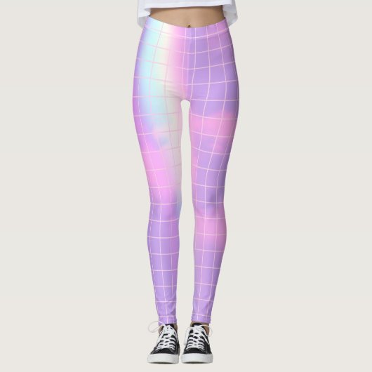 Paarse gespleten esthetische regenbooghemel leggings (Voorkant)