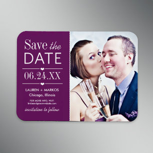 Paarse Gesplitste Paneel Foto Save the Date Magneet
