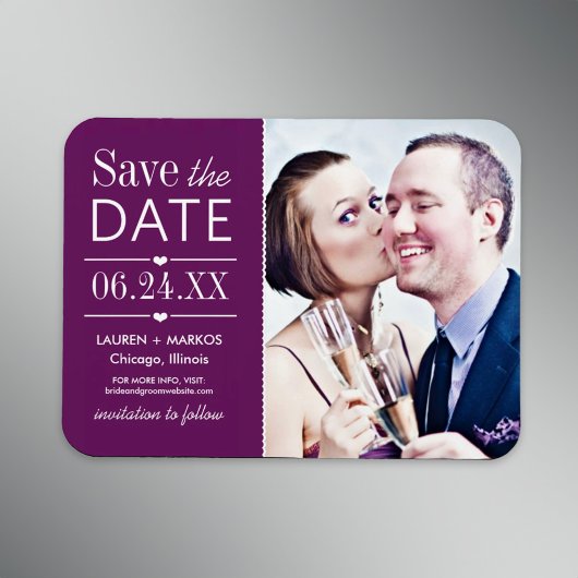 Paarse Gesplitste Paneel Foto Save the Date Magneet