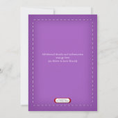 Paarse gestikte Damask Valentijnsdag Uitnodigingen (Achterkant)