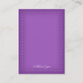 Paarse gestikte Damask Wedding Guest Reference Visitekaartje (Achterkant)
