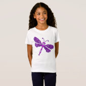 Paarse gestileerde Dragonfly kinder T-shirt (Voorkant volledig)