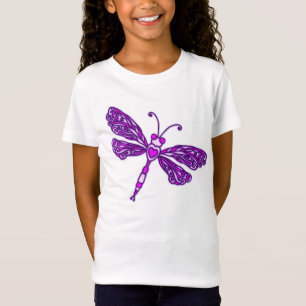 Paarse gestileerde Dragonfly kinder T-shirt