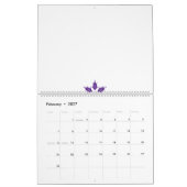 Paarse, gestileerde florale mandala ontwerp op een kalender (Feb 2027)