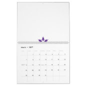 Paarse, gestileerde florale mandala ontwerp op een kalender (Mar 2027)
