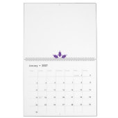 Paarse, gestileerde florale mandala ontwerp op een kalender (Jan 2027)