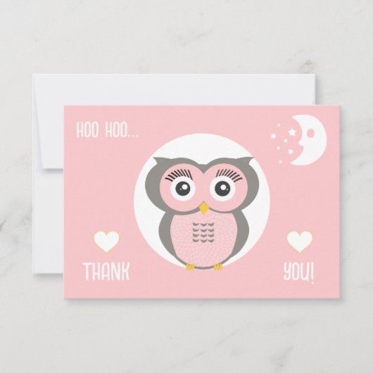 Paarse gestileerde geometrische uil bedankkaart (Voorkant)