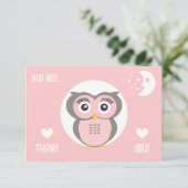 Paarse gestileerde geometrische uil bedankkaart (Staand voorkant)